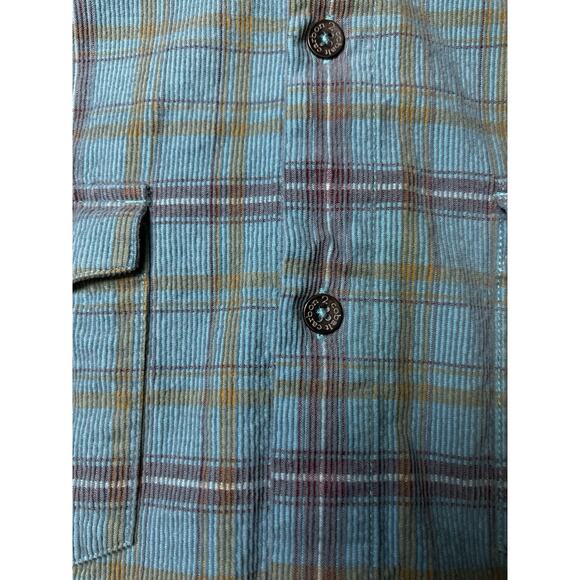Carbon 2 Cobalt Corduroy Shirt Men’s‎ Medium Plaid Button Up 100% Cotton - Picture 7 of 9